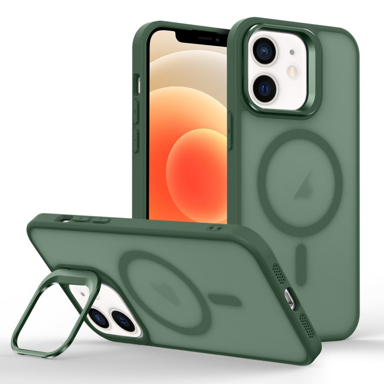 For iPhone 12 Skin Feel Lens Holder Magsafe Phone Case