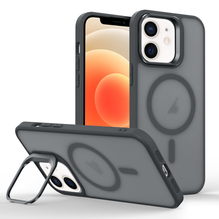 For iPhone 12 Skin Feel Lens Holder Magsafe Phone Case