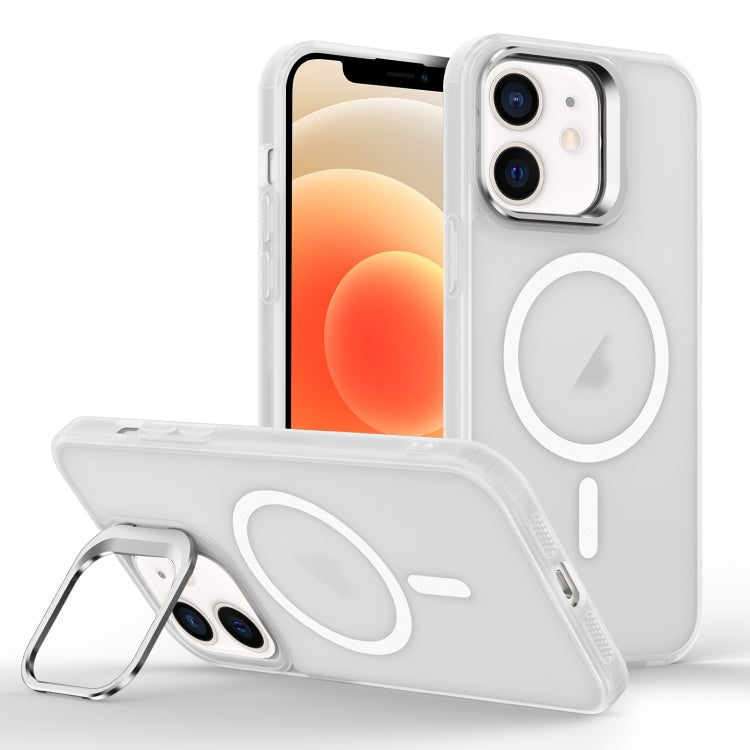 For iPhone 12 Skin Feel Lens Holder Magsafe Phone Case