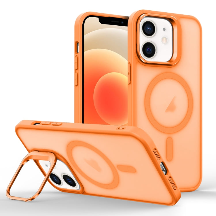 For iPhone 12 mini Skin Feel Lens Holder Magsafe Phone Case