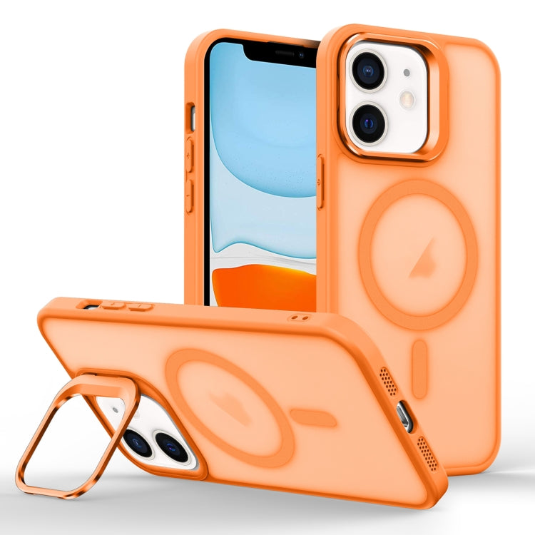 For iPhone 11 Skin Feel Lens Holder Magsafe Phone Case
