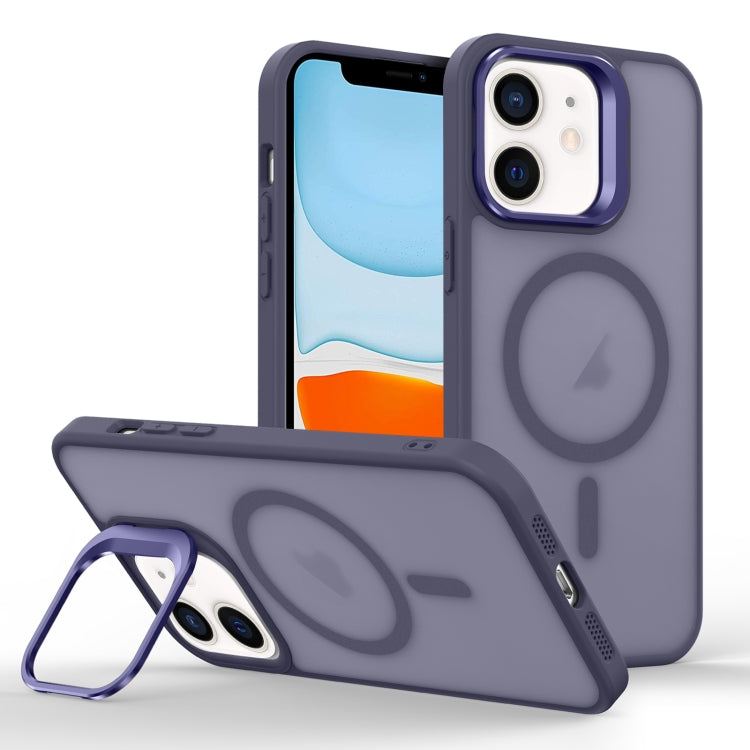For iPhone 11 Skin Feel Lens Holder Magsafe Phone Case