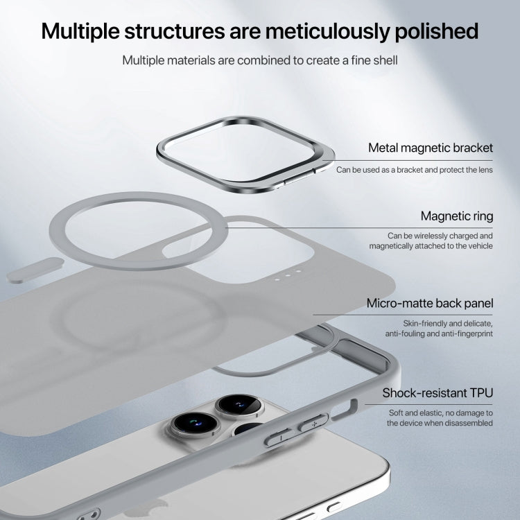 For iPhone 15 Pro Max Skin Feel Lens Holder Magsafe Phone Case