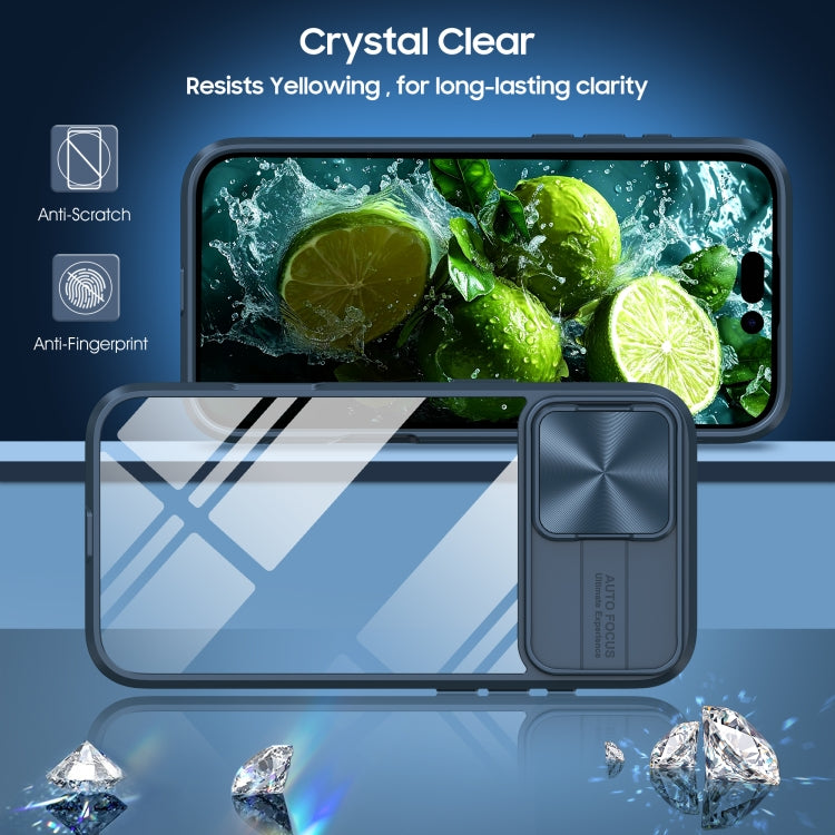 For iPhone 16 Sliding Camshield Acrylic Hybrid TPU Phone Case