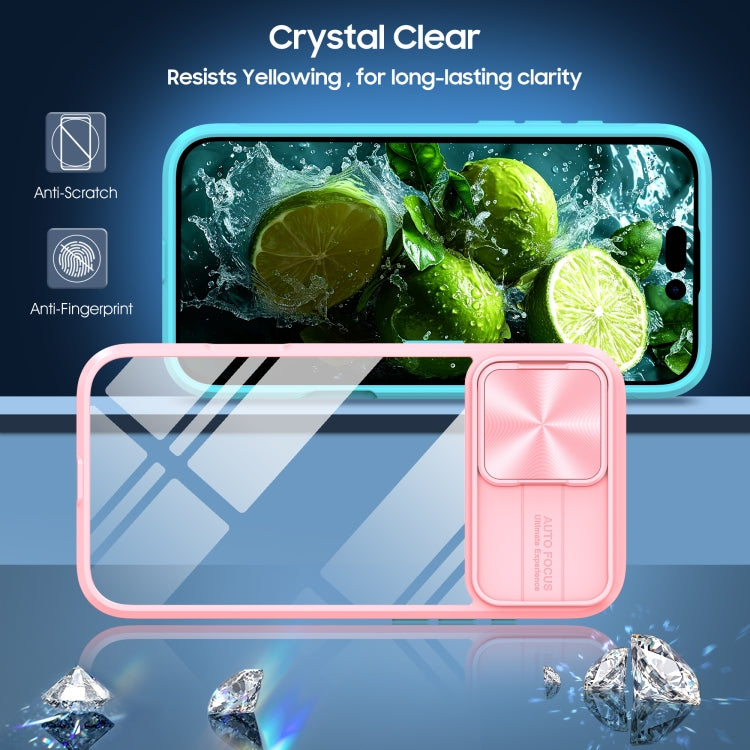For iPhone 16 Sliding Camshield Acrylic Hybrid TPU Phone Case