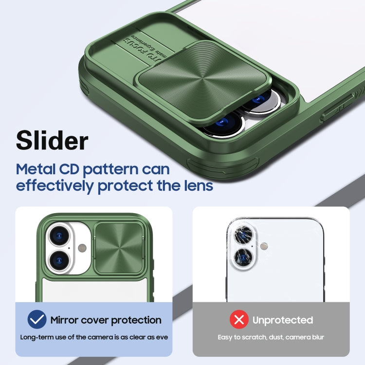 For iPhone 16 Sliding Camshield Acrylic Hybrid TPU Phone Case