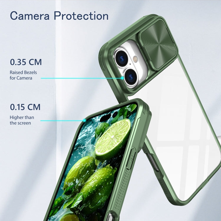 For iPhone 16 Sliding Camshield Acrylic Hybrid TPU Phone Case