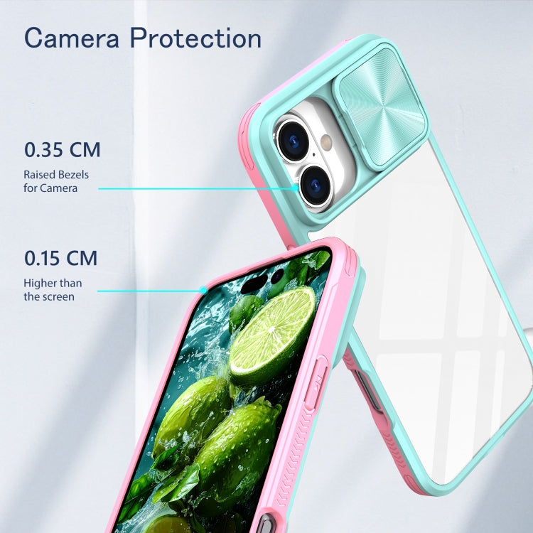 For iPhone 16 Sliding Camshield Acrylic Hybrid TPU Phone Case