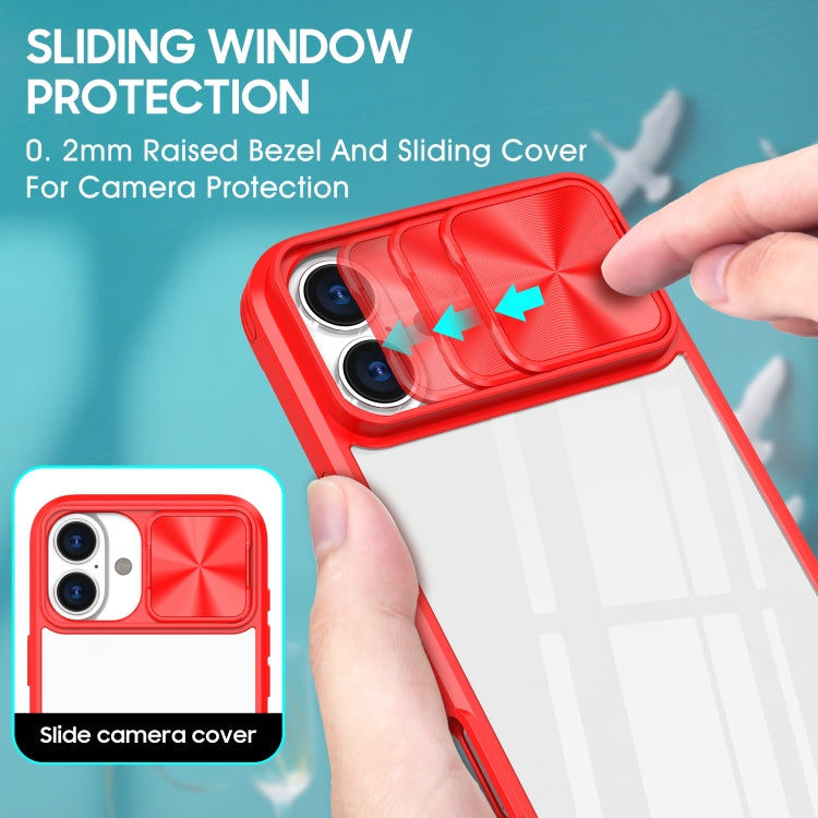 For iPhone 16 Sliding Camshield Acrylic Hybrid TPU Phone Case
