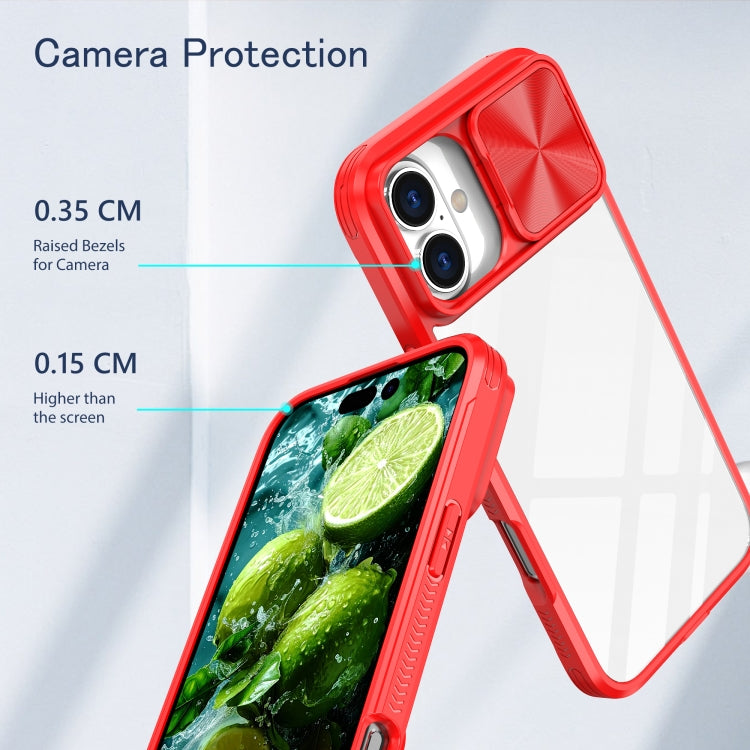 For iPhone 16 Sliding Camshield Acrylic Hybrid TPU Phone Case