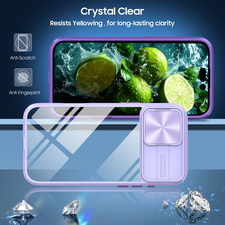 For iPhone 16 Sliding Camshield Acrylic Hybrid TPU Phone Case