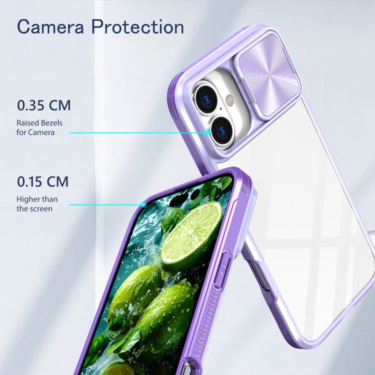 For iPhone 16 Sliding Camshield Acrylic Hybrid TPU Phone Case