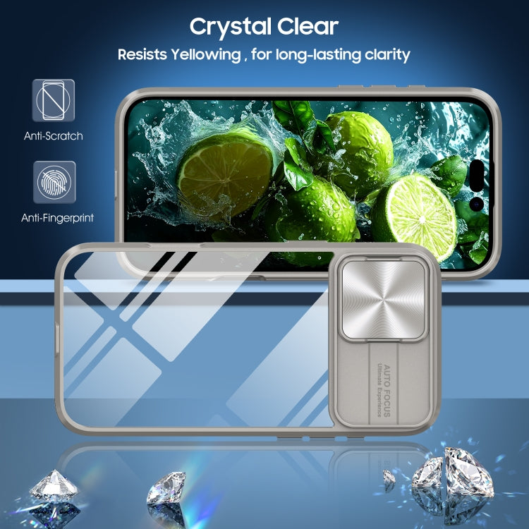 For iPhone 16 Sliding Camshield Acrylic Hybrid TPU Phone Case
