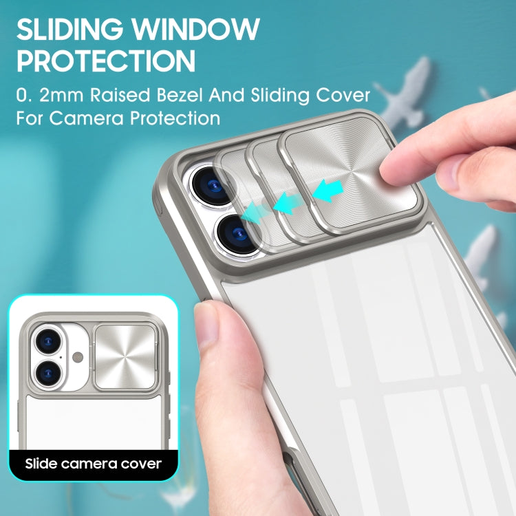For iPhone 16 Sliding Camshield Acrylic Hybrid TPU Phone Case