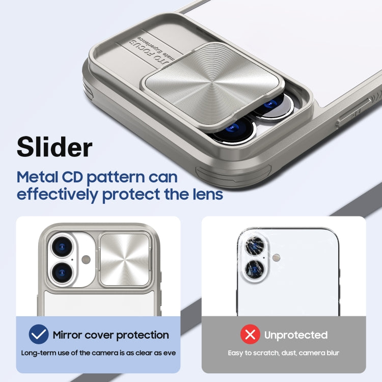 For iPhone 16 Sliding Camshield Acrylic Hybrid TPU Phone Case