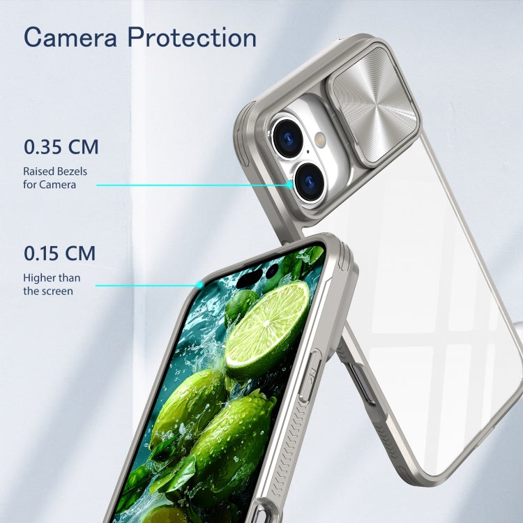 For iPhone 16 Sliding Camshield Acrylic Hybrid TPU Phone Case