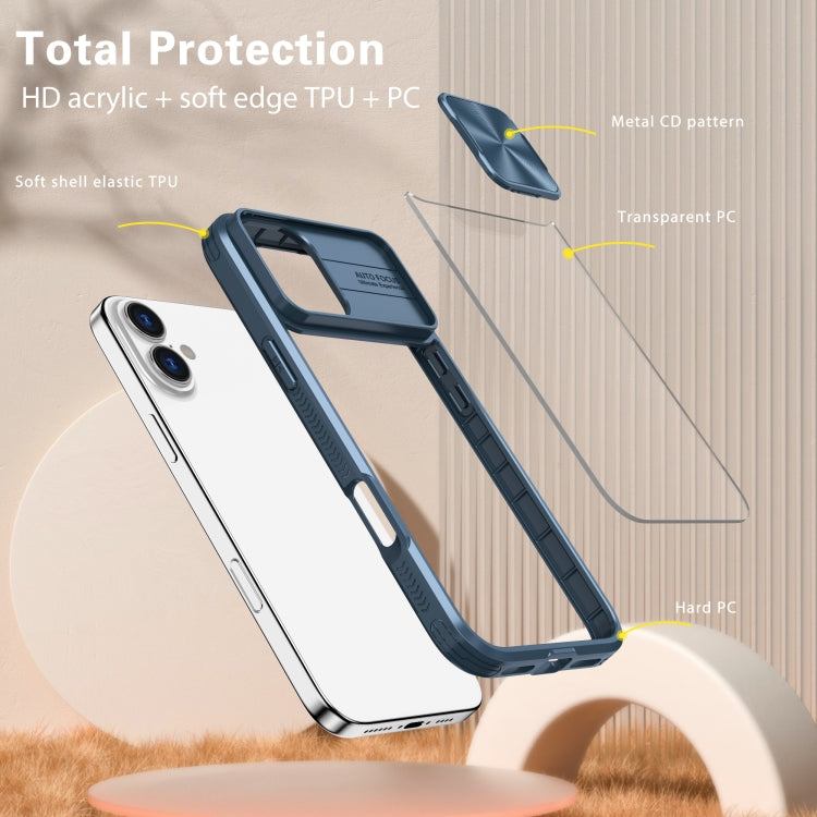 For iPhone 16 Pro Sliding Camshield Acrylic Hybrid TPU Phone Case