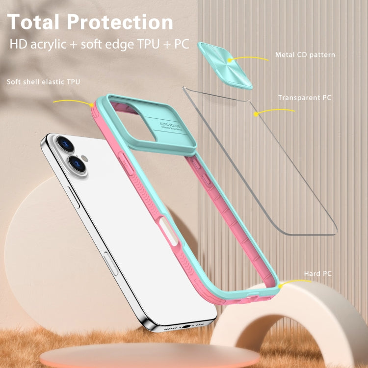 For iPhone 16 Pro Sliding Camshield Acrylic Hybrid TPU Phone Case