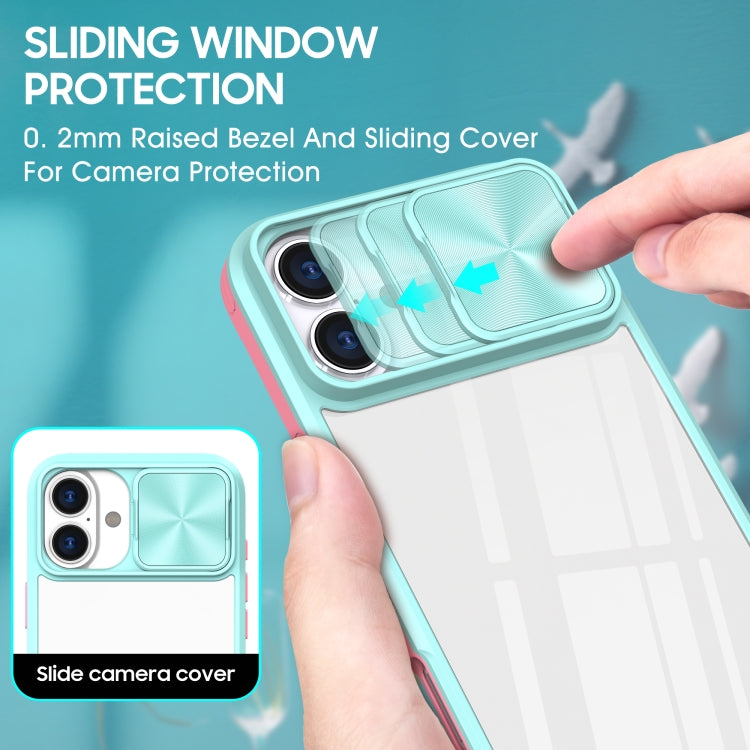 For iPhone 16 Plus Sliding Camshield Acrylic Hybrid TPU Phone Case