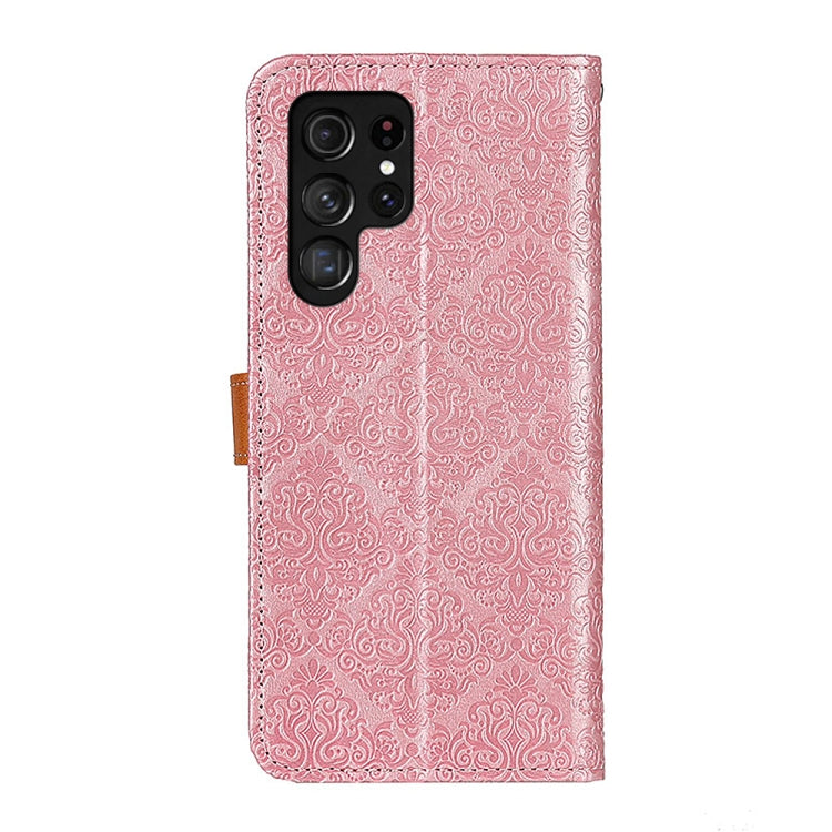 For Samsung Galaxy S25 Ultra 5G European Floral Embossed Leather Phone Case