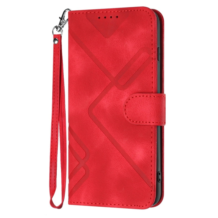 For Redmi Note 14 5G Line Pattern Skin Feel Leather Phone Case
