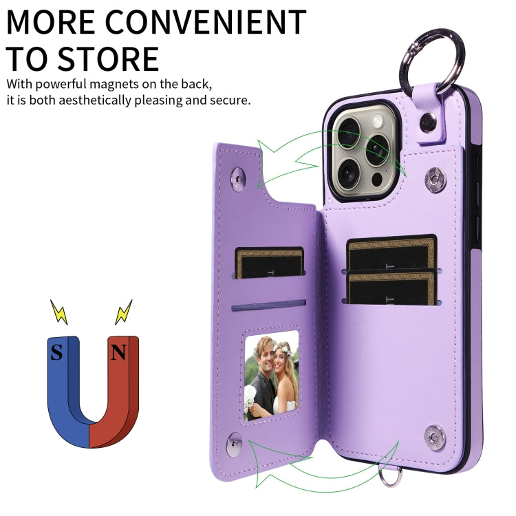 For iPhone 15 Pro Max Rhombic Texture Card Bag Phone Case with Short Lanyard
