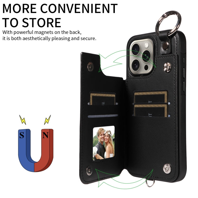 For iPhone 15 Pro Max Rhombic Texture Card Bag Phone Case with Short Lanyard