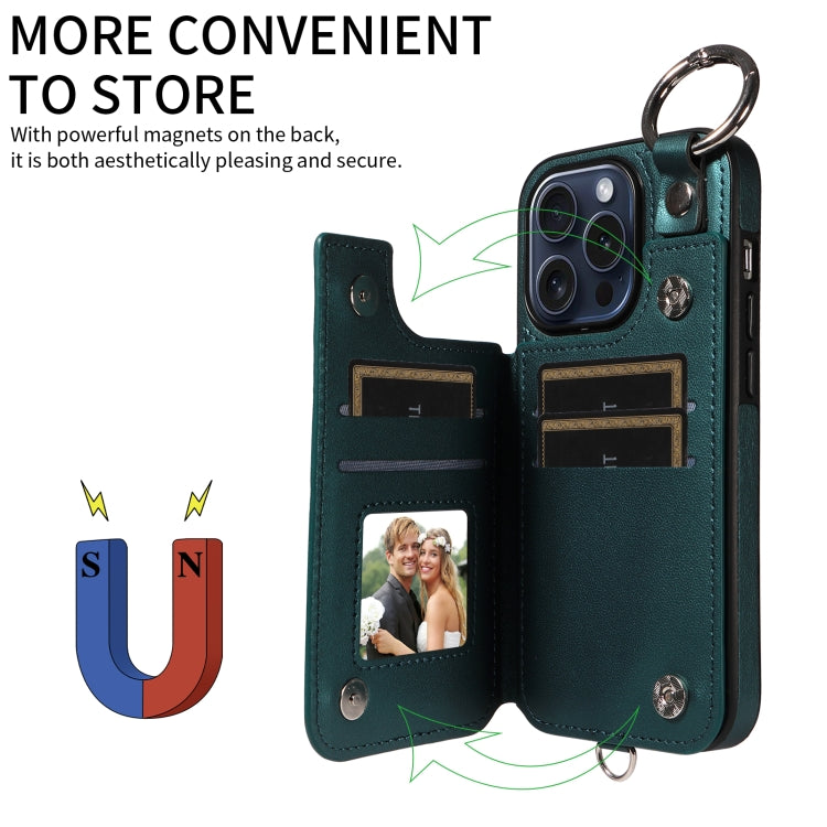 For iPhone 15 Pro Rhombic Texture Card Bag Phone Case with Short Lanyard