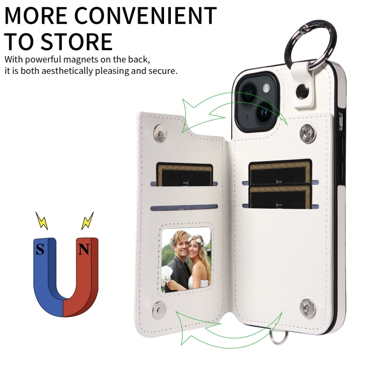 For iPhone 14 Rhombic Texture Card Bag Phone Case with Short Lanyard