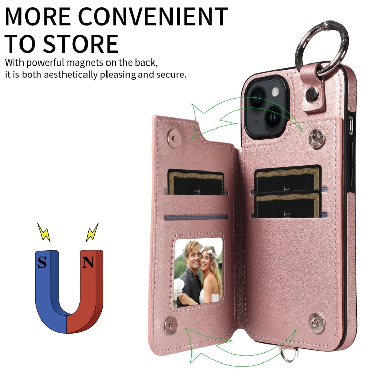For iPhone 14 Rhombic Texture Card Bag Phone Case with Short Lanyard