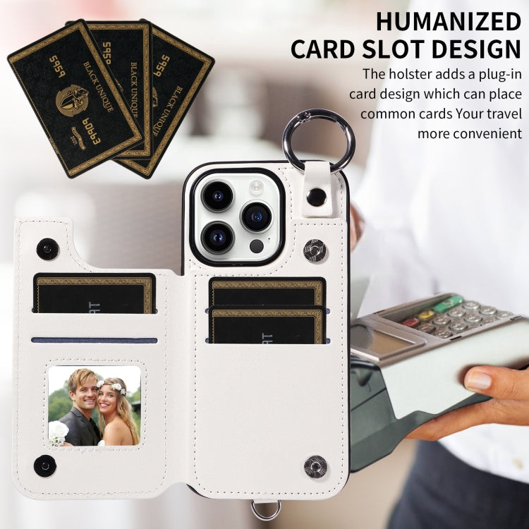 For iPhone 14 Pro Rhombic Texture Card Bag Phone Case with Short Lanyard