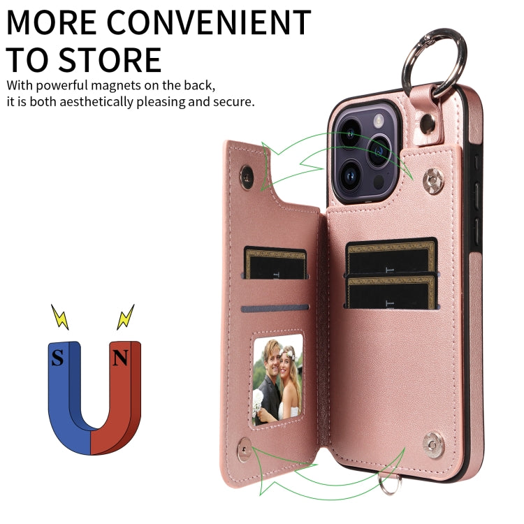 For iPhone 14 Pro Max Rhombic Texture Card Bag Phone Case with Short Lanyard