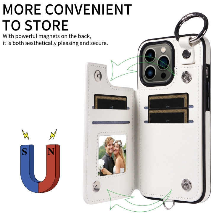 For iPhone 13 Pro Rhombic Texture Card Bag Phone Case with Short Lanyard