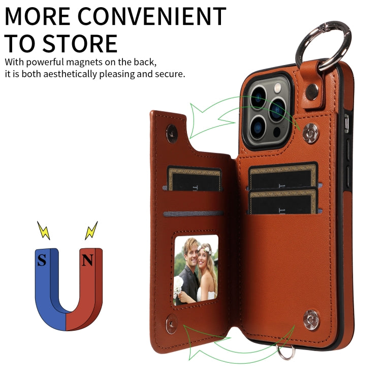 For iPhone 13 Pro Rhombic Texture Card Bag Phone Case with Short Lanyard