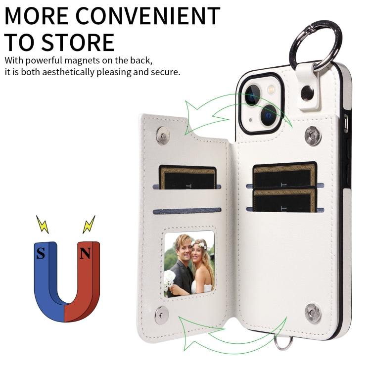 For iPhone 13 Rhombic Texture Card Bag Phone Case with Short Lanyard