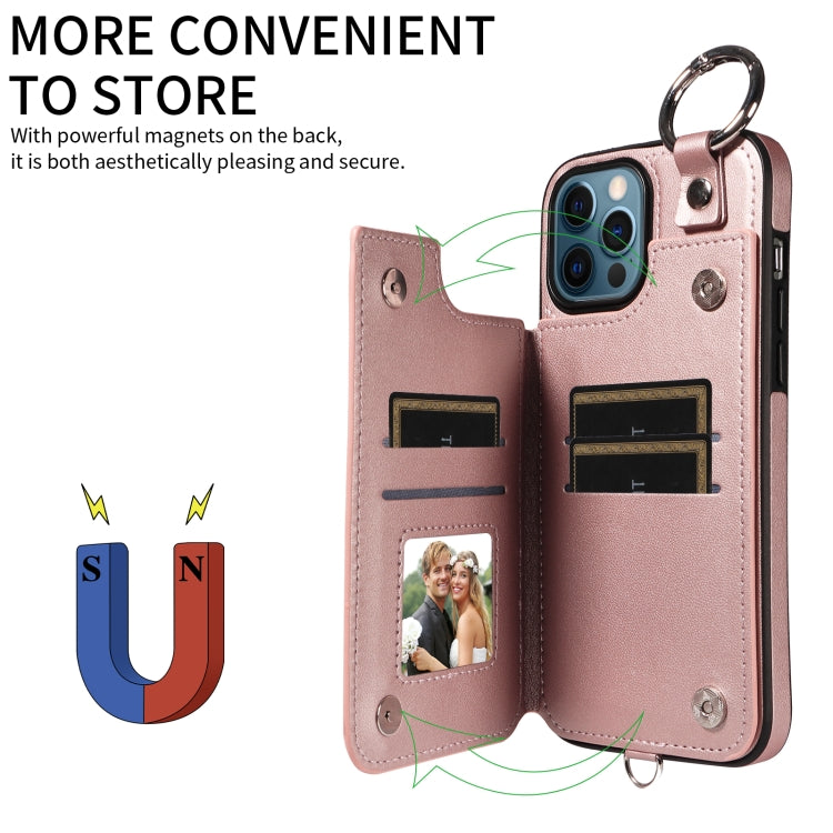 For iPhone 12 Pro Max Rhombic Texture Card Bag Phone Case with Short Lanyard