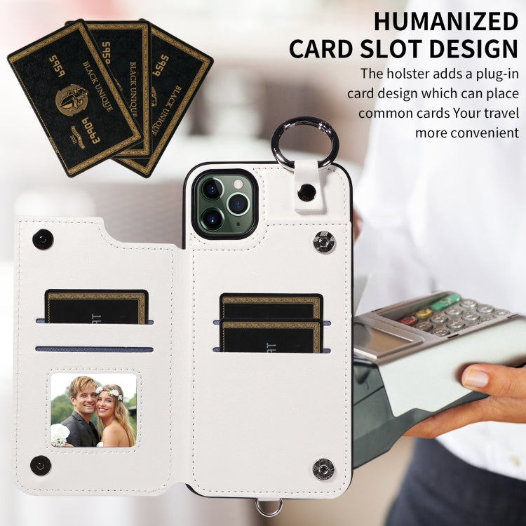 For iPhone 11 Pro Max Rhombic Texture Card Bag Phone Case with Short Lanyard