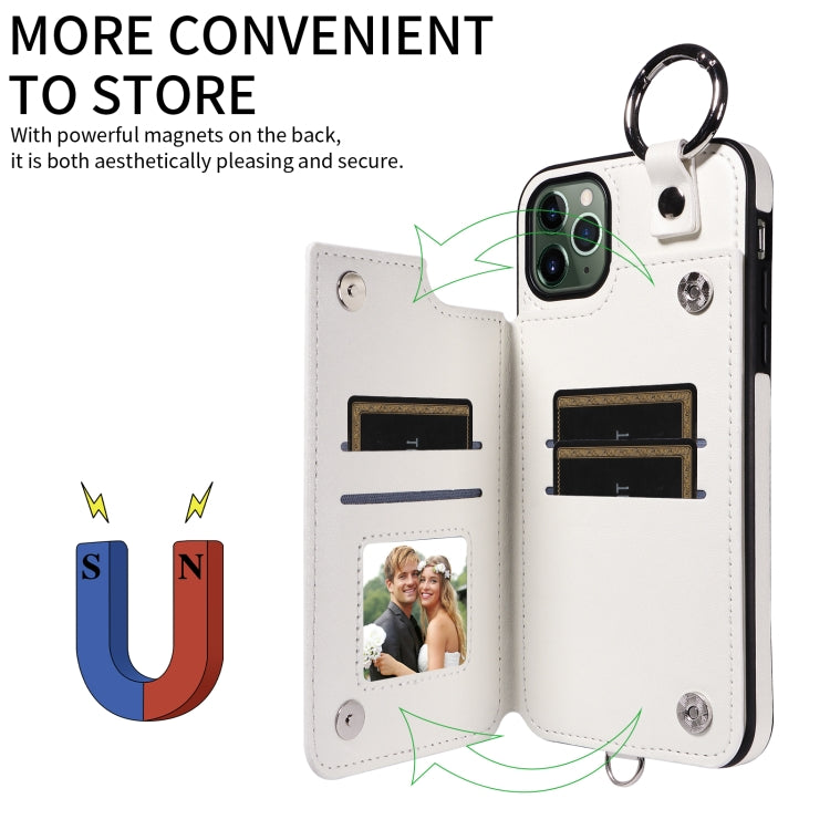 For iPhone 11 Pro Max Rhombic Texture Card Bag Phone Case with Short Lanyard