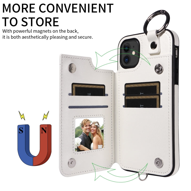 For iPhone 11 Rhombic Texture Card Bag Phone Case with Short Lanyard