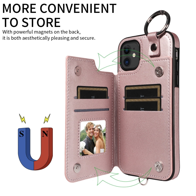 For iPhone 11 Rhombic Texture Card Bag Phone Case with Short Lanyard