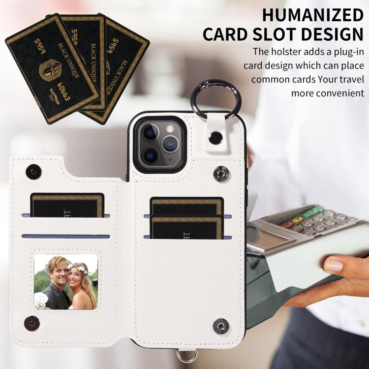 For iPhone 11 Pro Rhombic Texture Card Bag Phone Case with Short Lanyard