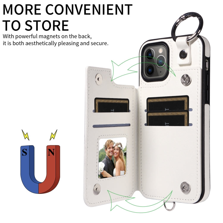 For iPhone 11 Pro Rhombic Texture Card Bag Phone Case with Short Lanyard