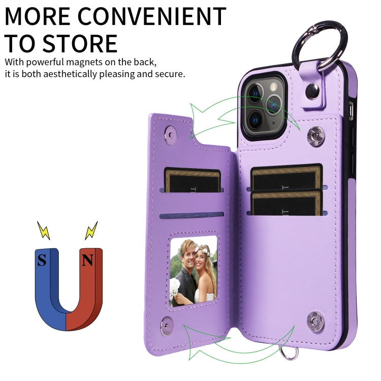For iPhone 11 Pro Rhombic Texture Card Bag Phone Case with Short Lanyard
