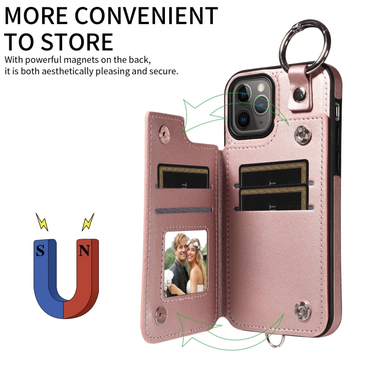 For iPhone 11 Pro Rhombic Texture Card Bag Phone Case with Short Lanyard