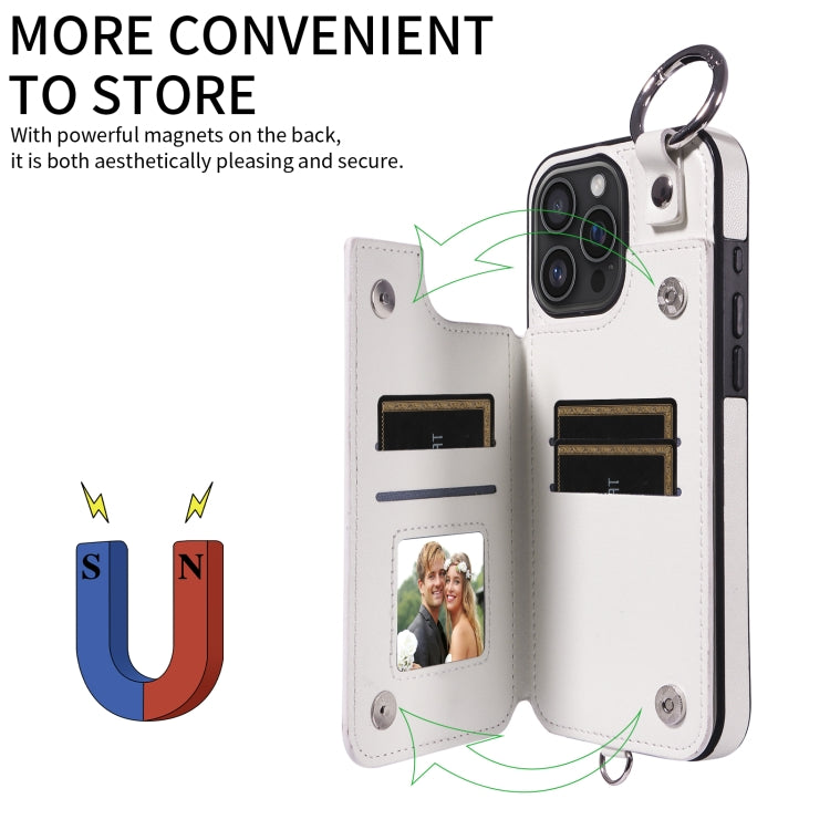 For iPhone 16 Pro Max Rhombic Texture Card Bag Phone Case with Short Lanyard