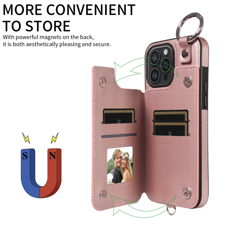 For iPhone 16 Pro Max Rhombic Texture Card Bag Phone Case with Short Lanyard