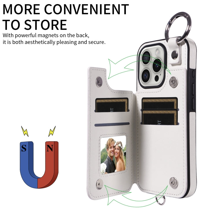 For iPhone 16 Pro Rhombic Texture Card Bag Phone Case with Short Lanyard