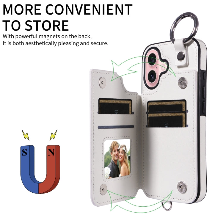 For iPhone 16 Rhombic Texture Card Bag Phone Case with Short Lanyard