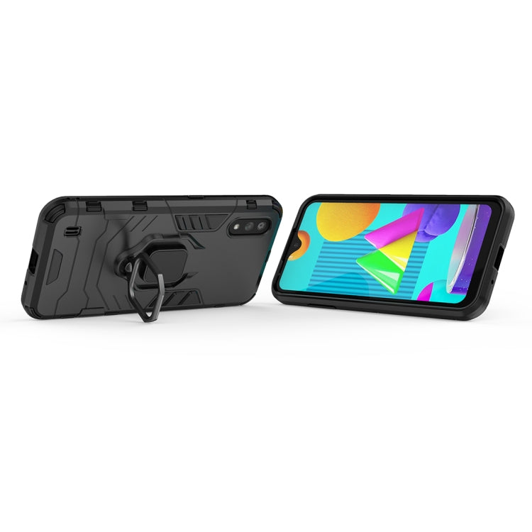 For Samsung Galaxy M01 Shockproof PC + TPU Protective Case with Magnetic Ring Holder