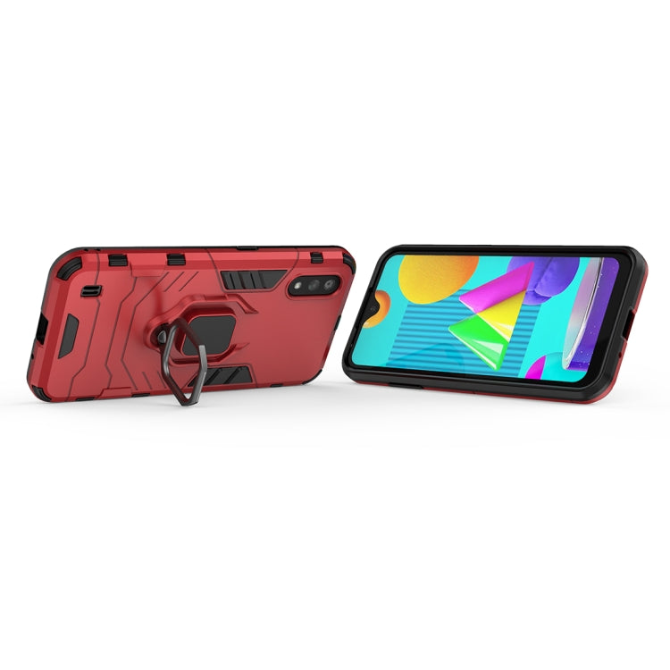 For Samsung Galaxy M01 Shockproof PC + TPU Protective Case with Magnetic Ring Holder